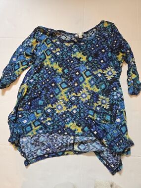 Studio Blue Multicolor Geometric Scoop Neck Blouse